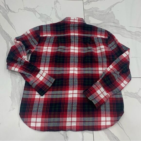 Reformation Women Plaid Flannel Button Up Shirt Size Small Red White Long Sleeve - Picture 1 of 9